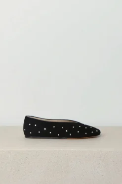 Le Monde Béryl Ballerina's - Regency Slipper Crystal Studded Suede - Black