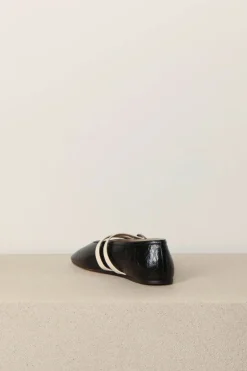Le Monde Béryl Ballerina's - Ballet Claudia Slippers Leather - Black & Ecru