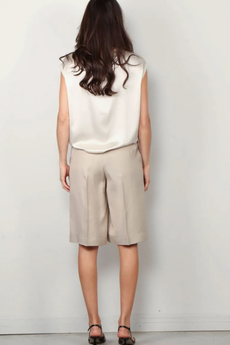 Lisa Yang Top - Round Neck Sleeveless Top - Champagne