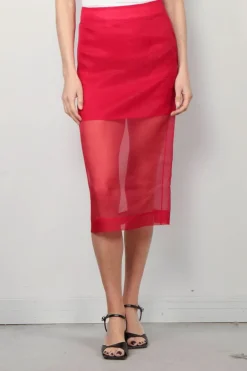 Maria McManus Skirt - Lined Sheer - Carmine Red