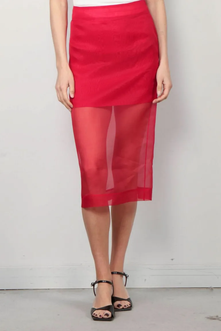 Maria McManus Skirt - Lined Sheer - Carmine Red