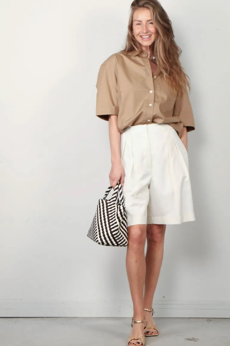 Maria McManus Blouse - Short Sleeve Oversized Shirt - Walnut