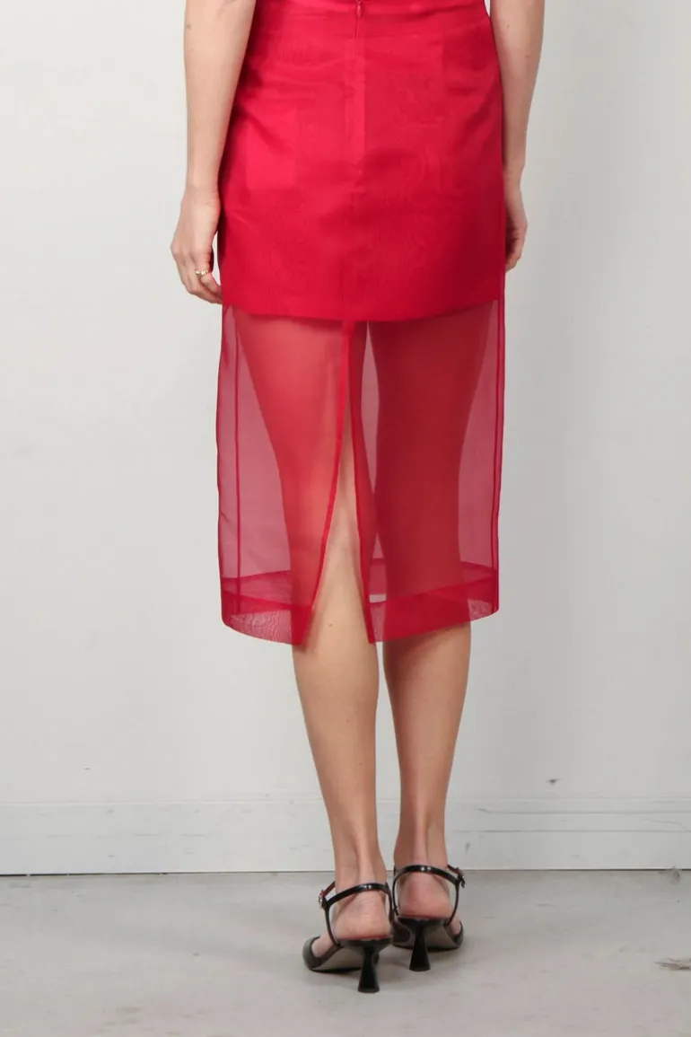Maria McManus Skirt - Lined Sheer - Carmine Red