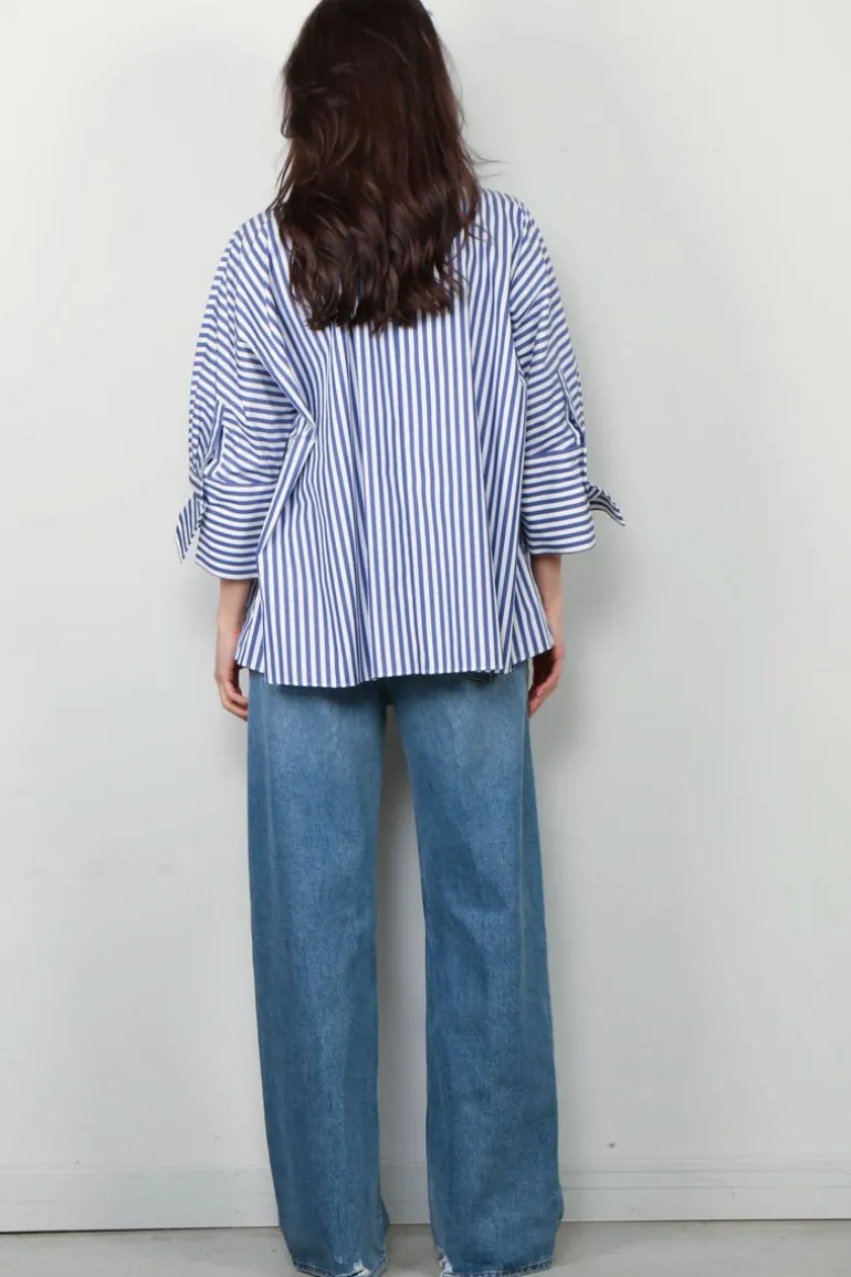 Max Mara Blouse - Hudson - Navy Pinstripes