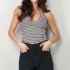Nili Lotan Halter - Top Britt - Black Ivory Stripe