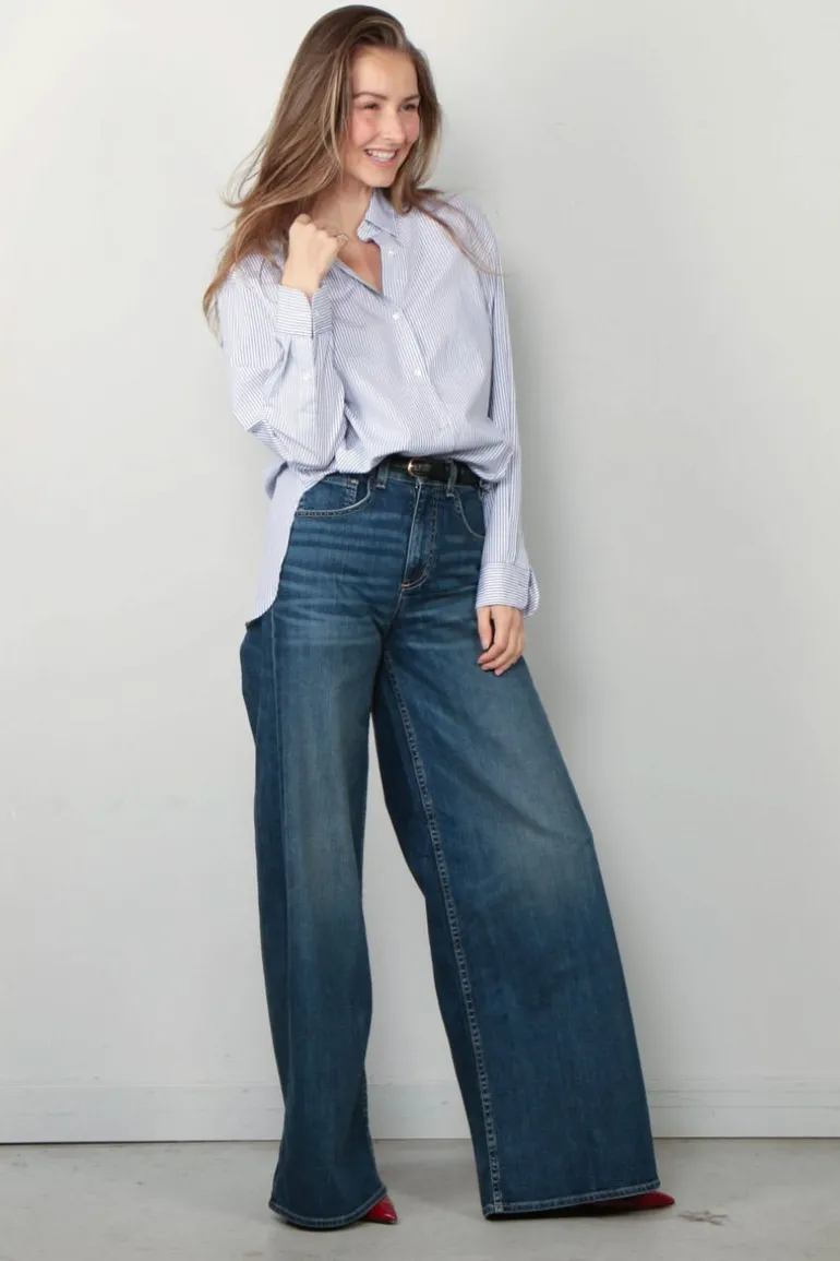 NILI LOTAN blouse - Yorke - thin stripes navy
