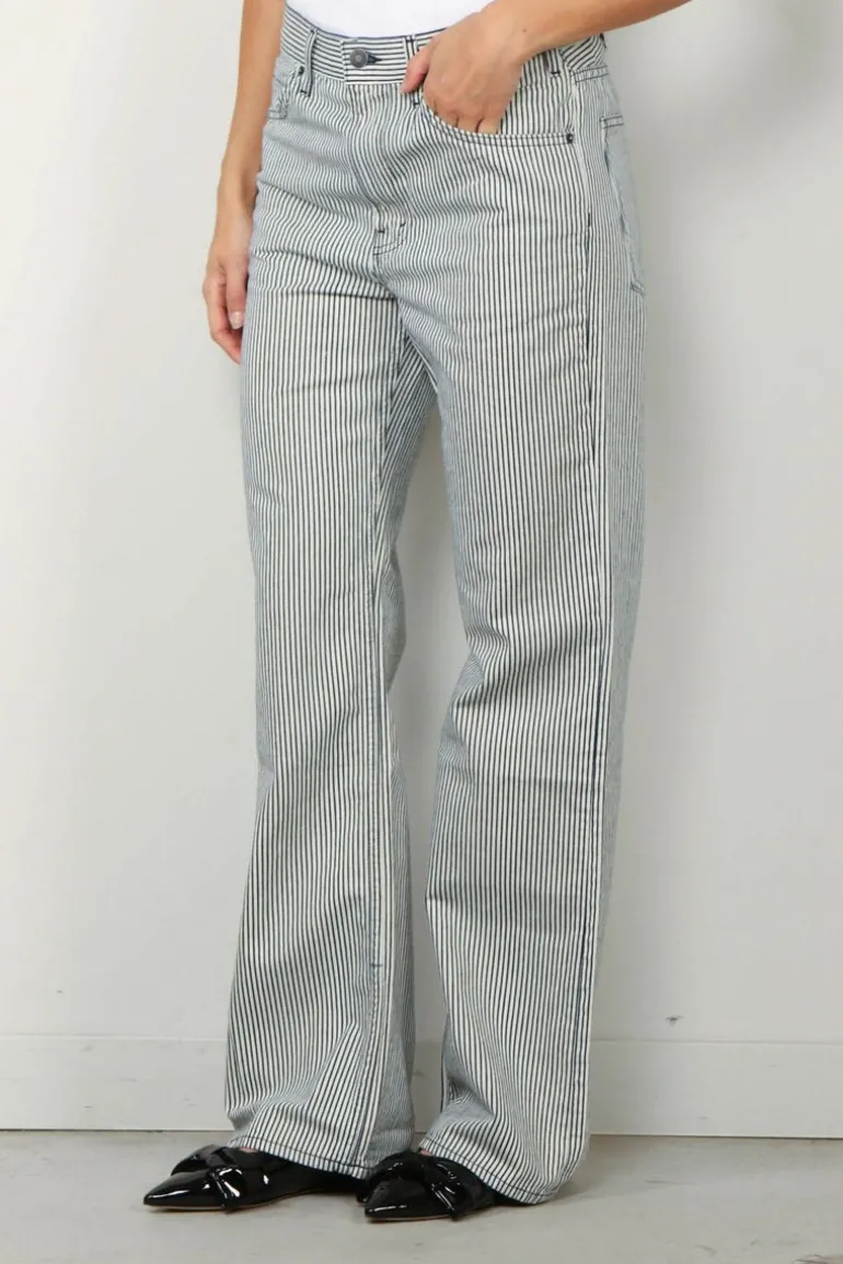 NILI LOTAN jeans - Mitchell jean - white indigo/hickory stripe