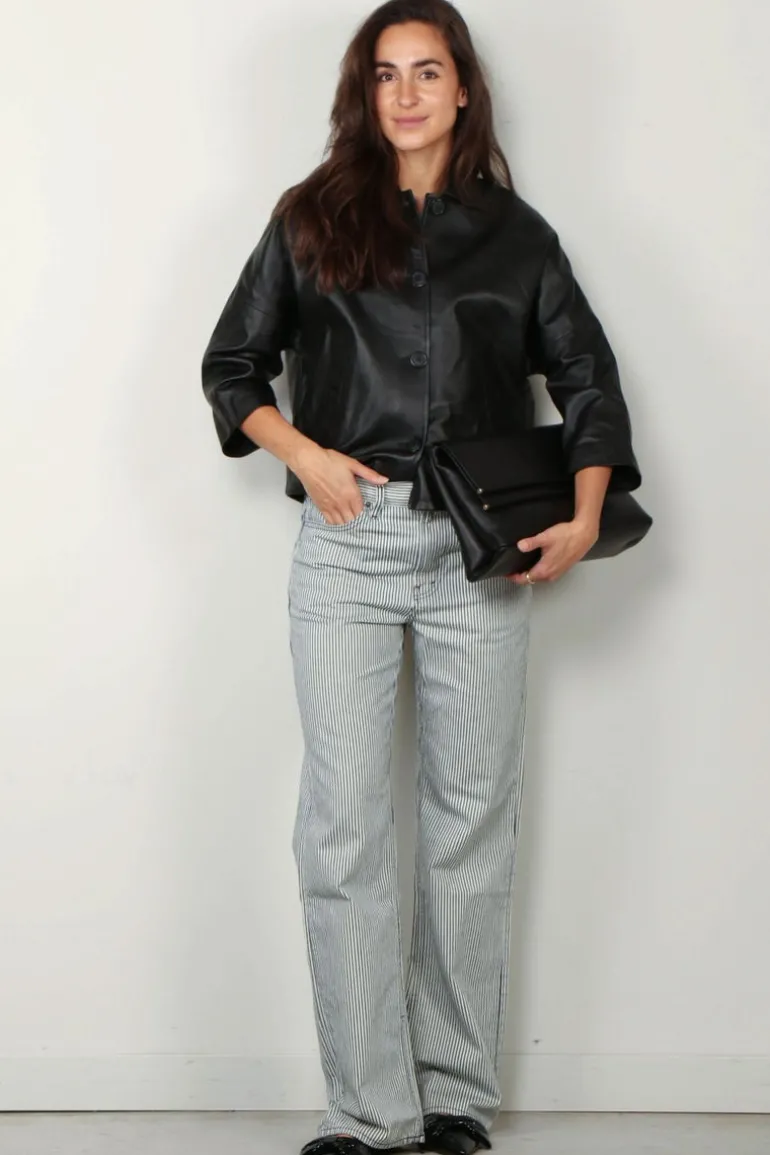 NILI LOTAN jeans - Mitchell jean - white indigo/hickory stripe