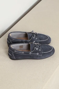 Posa Brushed Boat Loafer - Navy