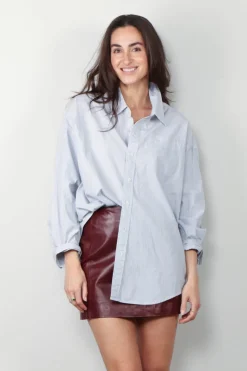 R13 Blouse - Drop Neck Oxford Shirt - Blue/white