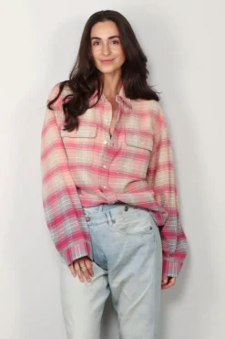 R13 Blouse - Relaxed Workshirt - Bleached Out Pink Grey