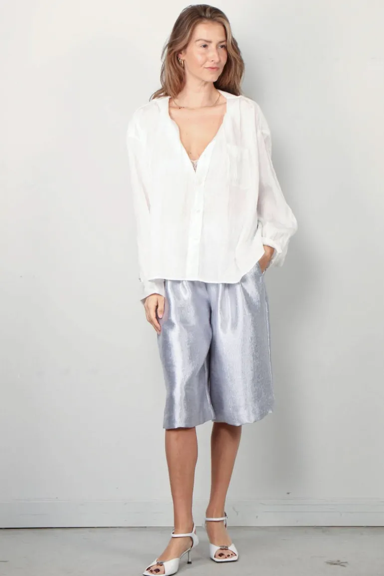 R13 Blouse - Twisted Neck Shirt - White