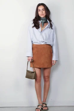 R13 Blouse - Drop Neck Oxford Shirt - Blue/white