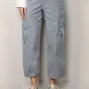 R13 Broek - Cropped Cargo - Faded Steel Blue Canvas