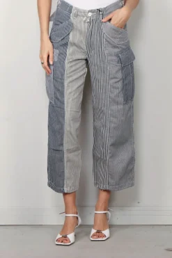 R13 Broek - Cropped Cargo - Multi Stripe