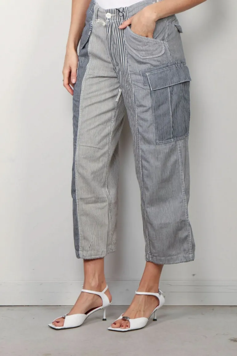 R13 Broek - Cropped Cargo - Multi Stripe