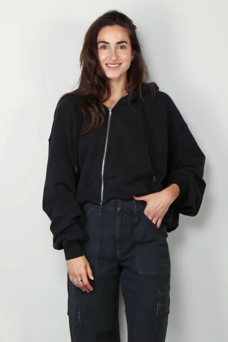 R13 Hoodie - Balloon zip-up hoodie - Black