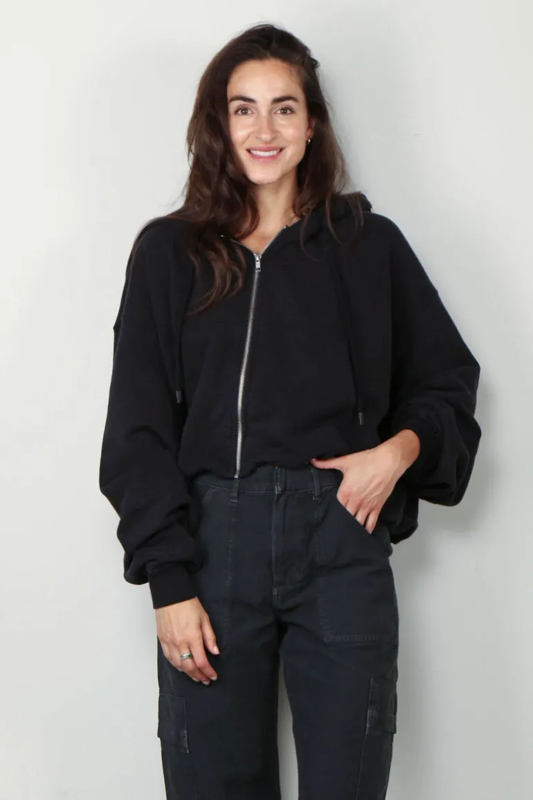 R13 Hoodie - Balloon zip-up hoodie - Black