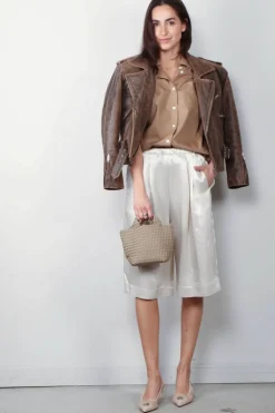 R13 Jack - Exaggerated shoulder motorcycle jacket - Brown leather
