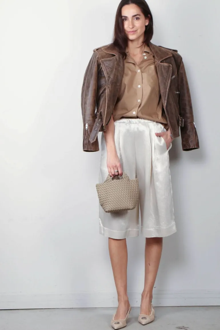 R13 Jack - Exaggerated shoulder motorcycle jacket - Brown leather