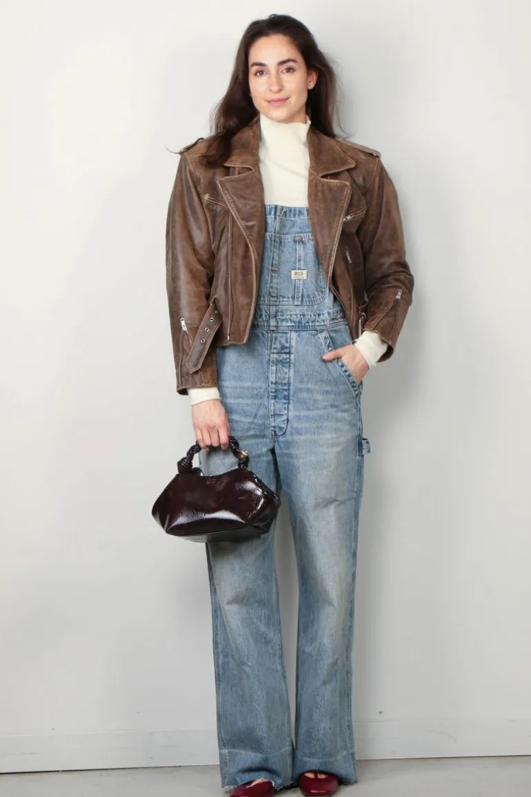 R13 Jack - Exaggerated shoulder motorcycle jacket - Brown leather