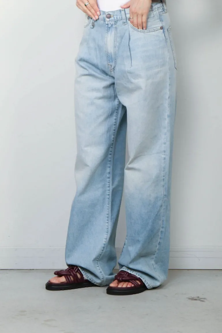 R13 jeans - DAMON PLEATED WIDE - LENNON BLUE