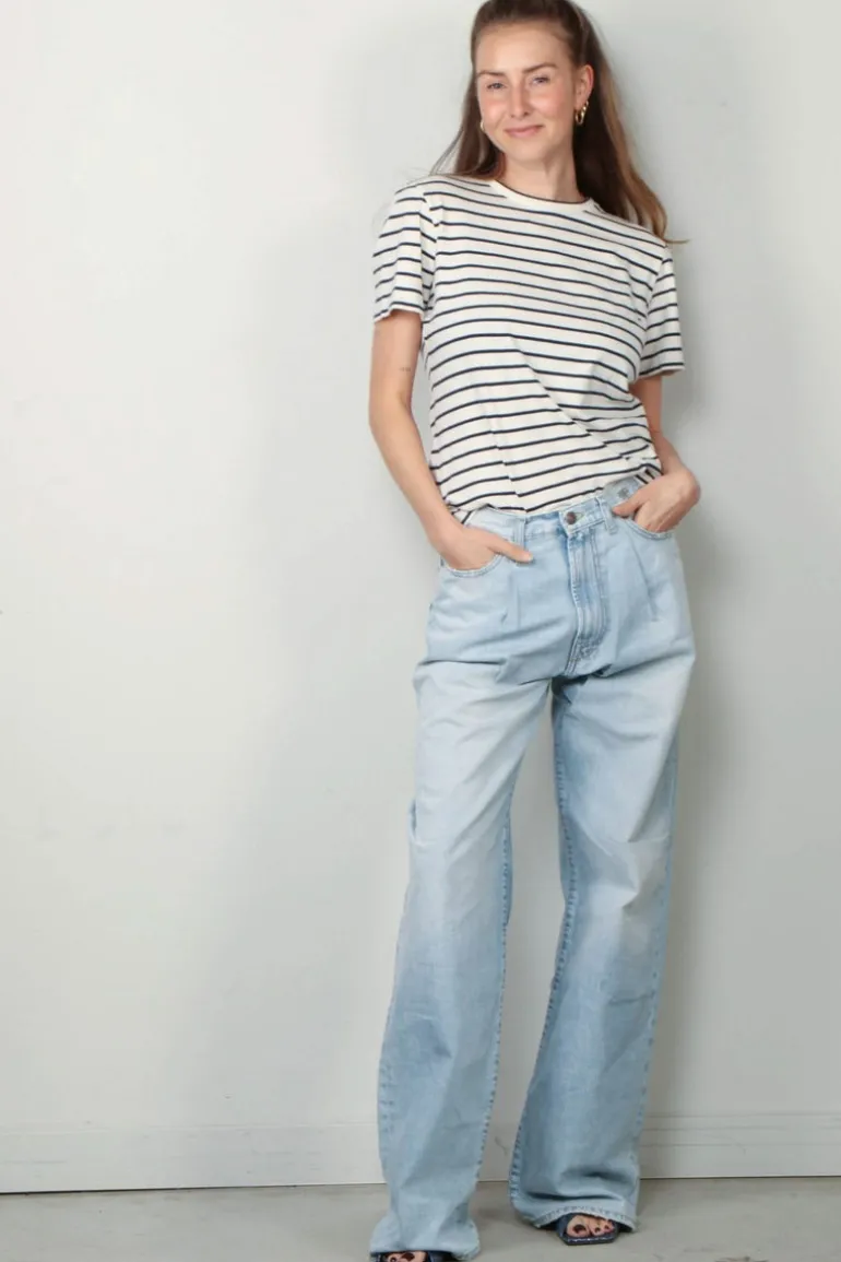R13 jeans - DAMON PLEATED WIDE - LENNON BLUE