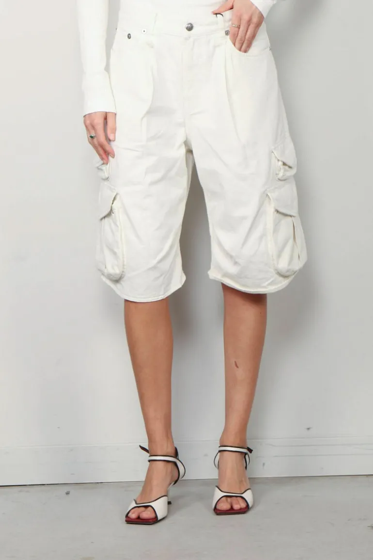 R13 Short - Bermuda cargo short - White