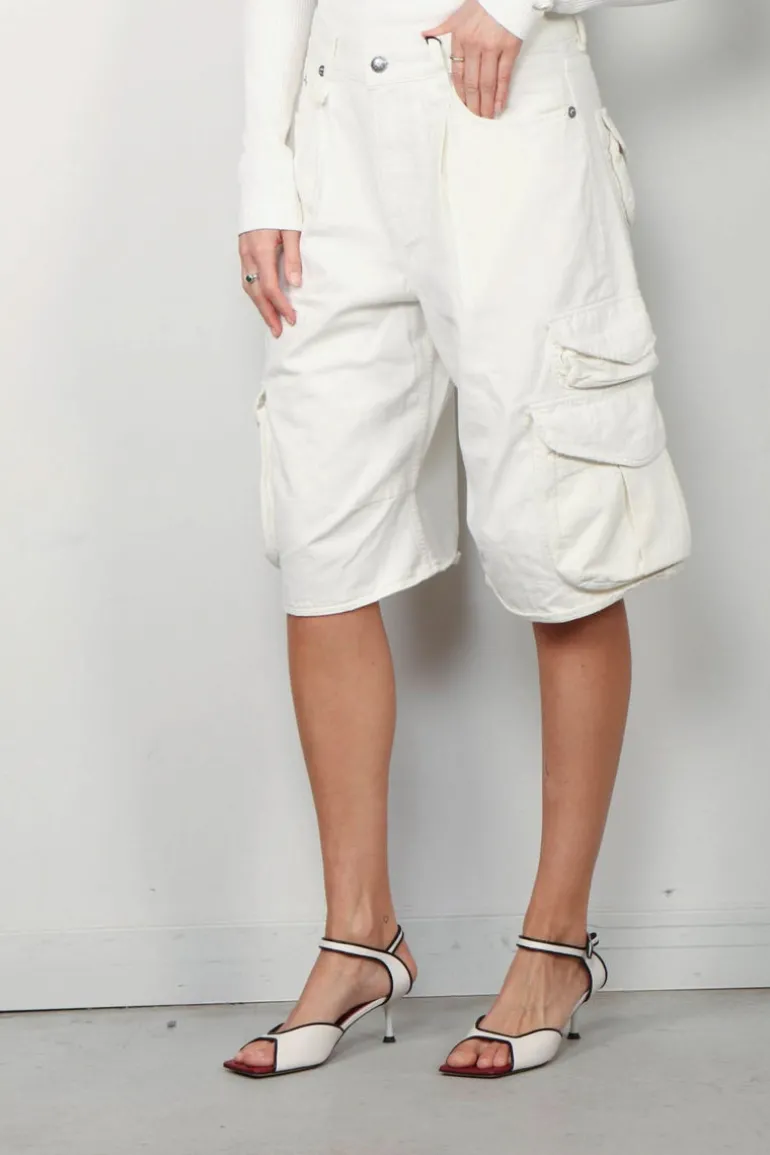 R13 Short - Bermuda cargo short - White