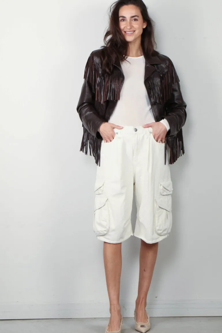 R13 Short - Bermuda cargo short - White