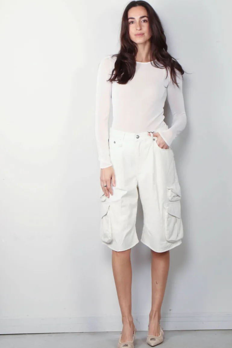R13 Short - Bermuda cargo short - White