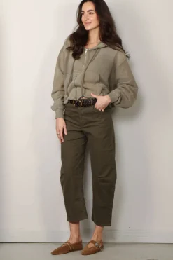 R13 Vest - Balloon Zip-Up Hoodie - Faded Olive