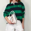 Ralph Lauren T-Shirt - Striped Cropped Jersey Rugby - Green Navy