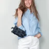Ralph Lauren Blouse - Classic Long Sleeve Button Front Shirt - Light Blue / White
