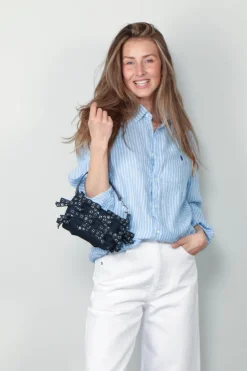 Ralph Lauren Blouse - Classic Long Sleeve Button Front Shirt - Light Blue / White