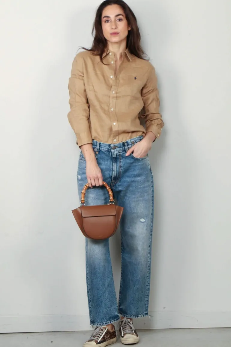 Ralph Lauren Blouse - Classic Long Sleeve Button Front Shirt - Vintage Khaki