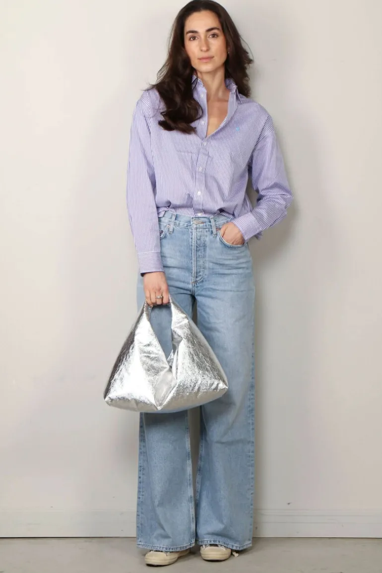 Ralph Lauren Blouse - Ls Rmsy ST Long Sleeve Blouse - Purple / White