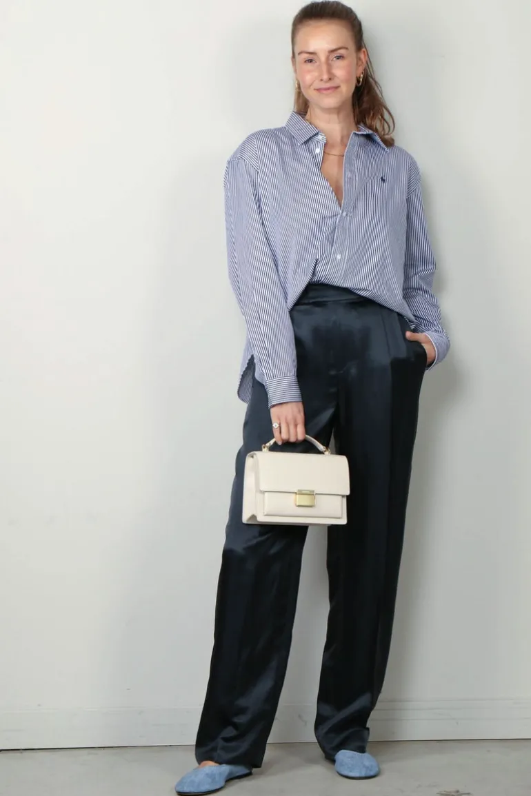 Ralph Lauren Blouse - N WD CRP ST-LONG SLEEVE-BUTTON FRONT SHIRT - White/ fall royal