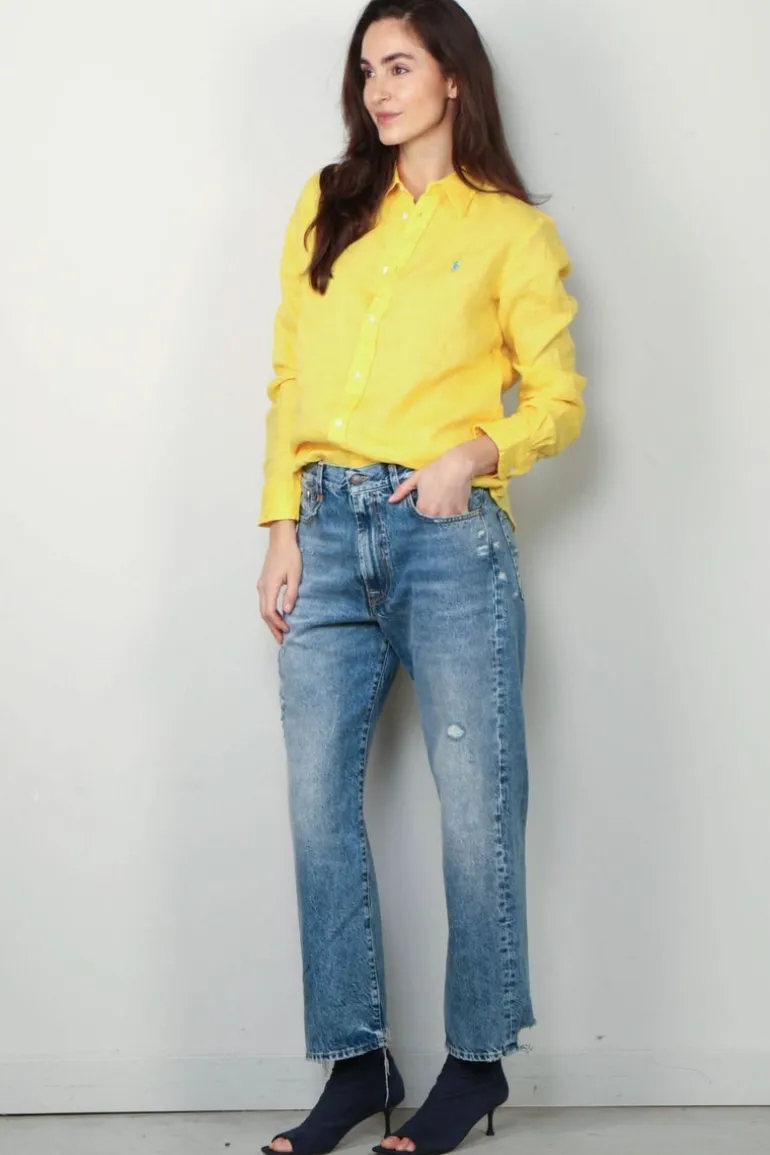 Ralph Lauren Blouse - Classic Long Sleeve Button Front Shirt - Sunfish Yellow