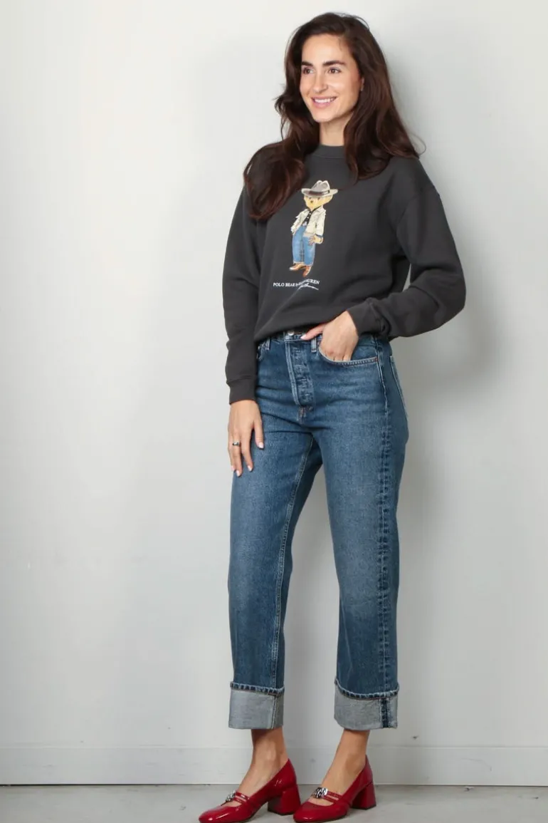 Ralph Lauren Sweater - FRG BR CN FL-LONG sleeve-sweatshirt - Pebble black