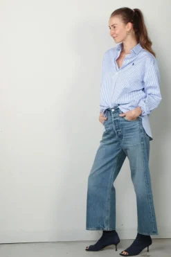 Ralph Lauren Blouse - Ls Rmsy ST Long Sleeve Blouse - Cabana Blue / White