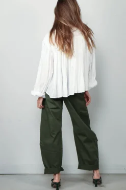 RÓHE Blouse - Pleated Ramie Top - Optic White