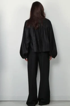 RÓHE Blouse - Silk Pleated Top - Black