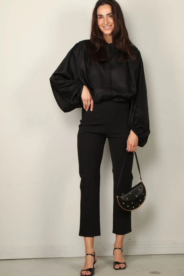 RÓHE Blouse - Silk Pleated Top - Black