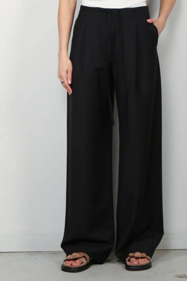 RÓHE Broek - Relaxed Drawstring Trousers - Black