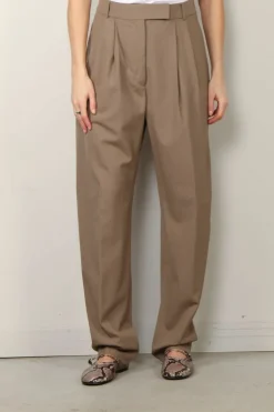 RÓHE Broek - Round Leg Shaped Tailored Trousers - Khaki
