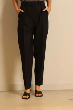 RÓHE broek - Carrot fit single pleat - noir