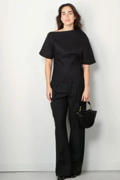 RÓHE Broek - Wide leg double pleated trousers - Black