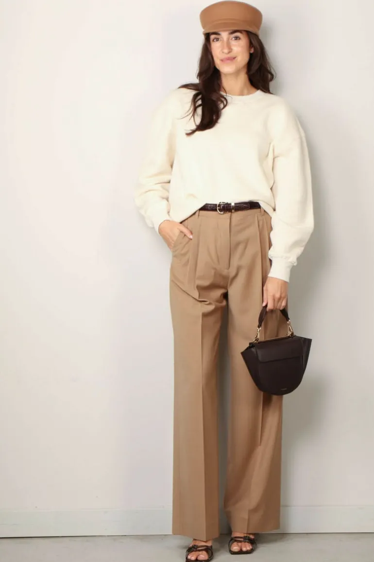 RÓHE Broek - Wide leg pleated trousers - Fawn