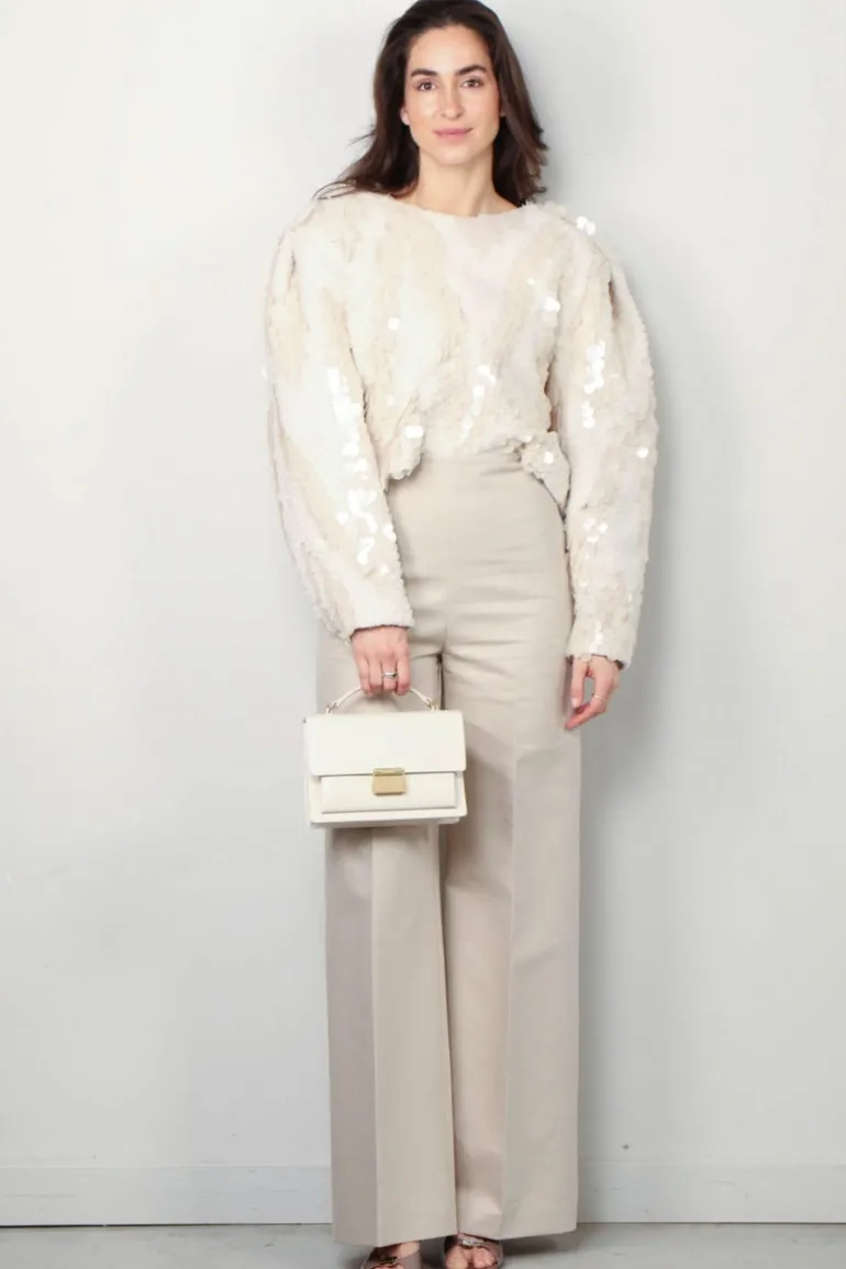 RÓHE Broek - Palazzo Leg Shaped Trousers - Sand